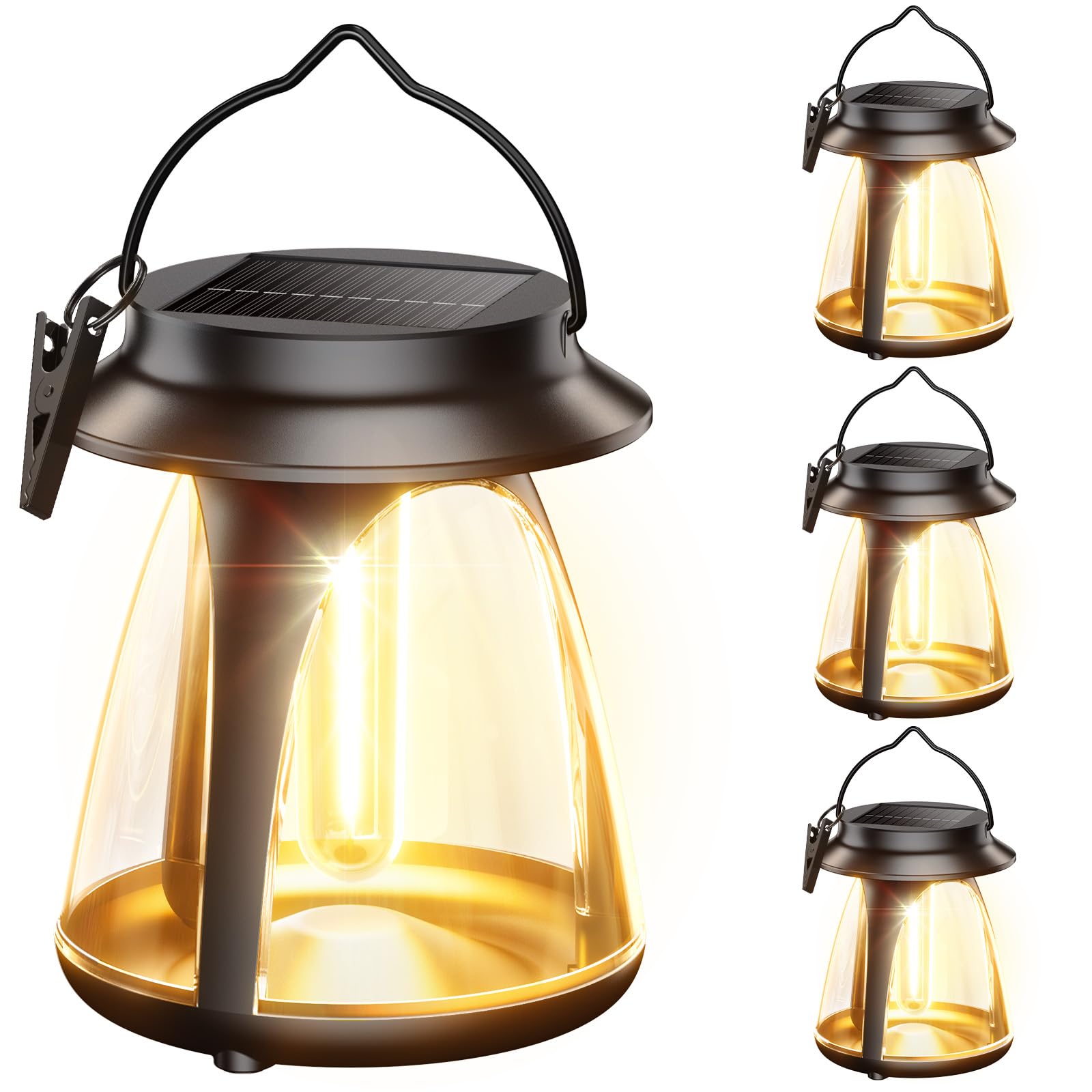 Photo 1 of BUCASA Solar Hanging Lanterns, 2 Brightness Modes, IP65, 4 Pack