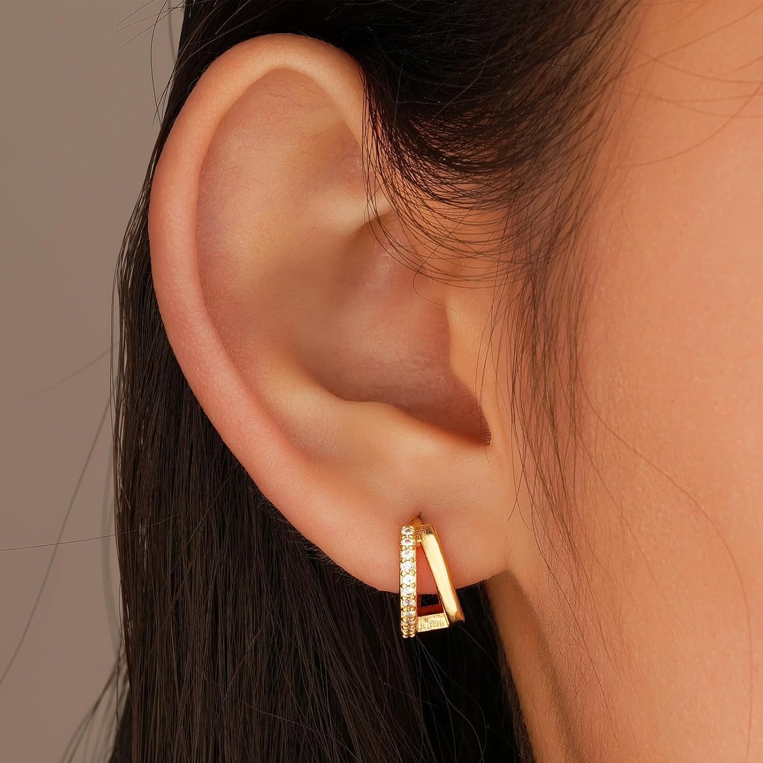 Gold Earrings Set for Women, 14K Gold Plated Stud and Cartilage Earring Sets for Multiple Piercing, Hypoallergenic Stackable Small Gold Huggie Hoop Earrings for Women Jewelry - Image 8