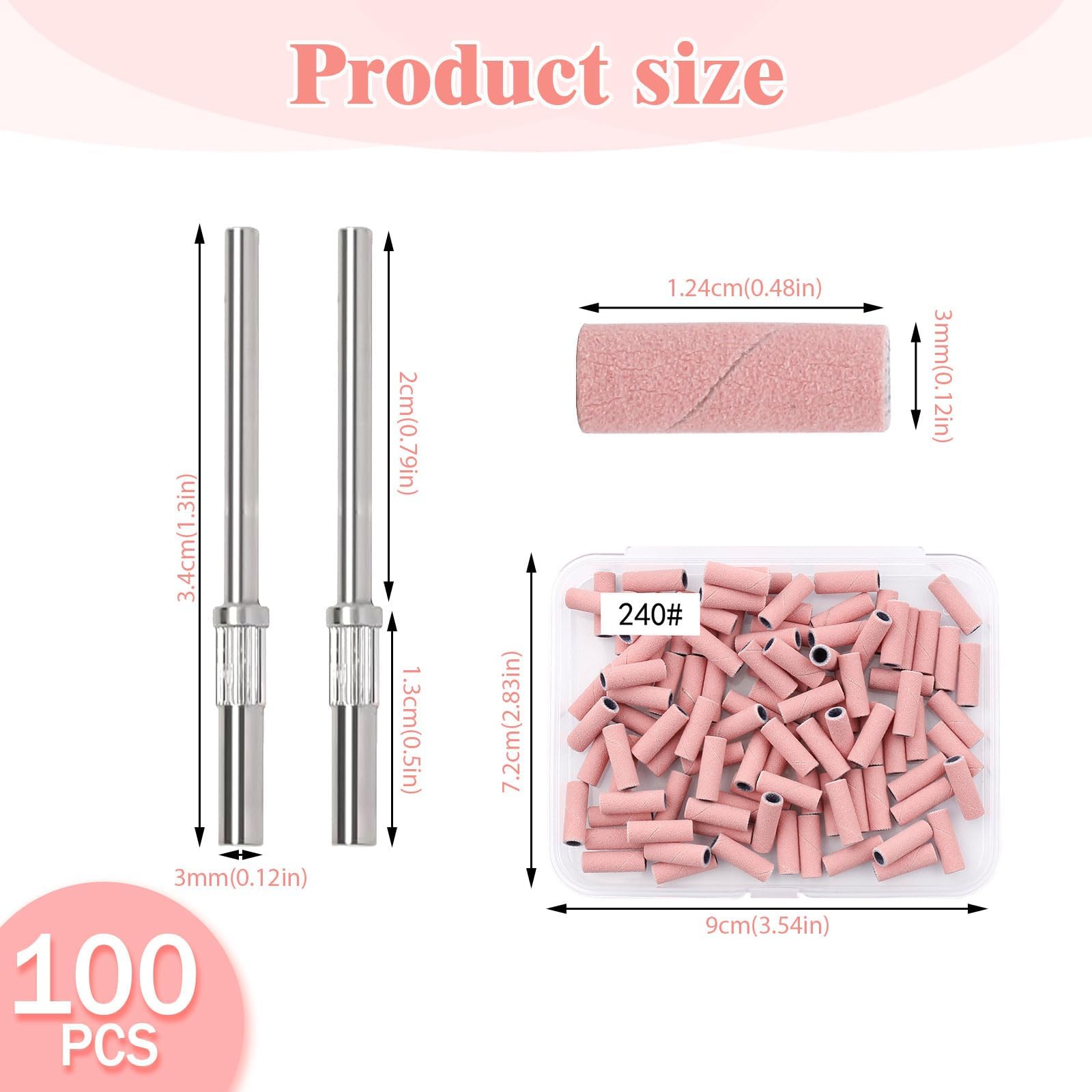 100 Bandas De Lijado Pequeñas Para Broca De Uñas Con Pulido De Uñas Naturales 240# Rosa Sanding Bands Grano 240 Mini Bandas De Lijado Para Taladro De Uñas Para Cutícula De Limpieza