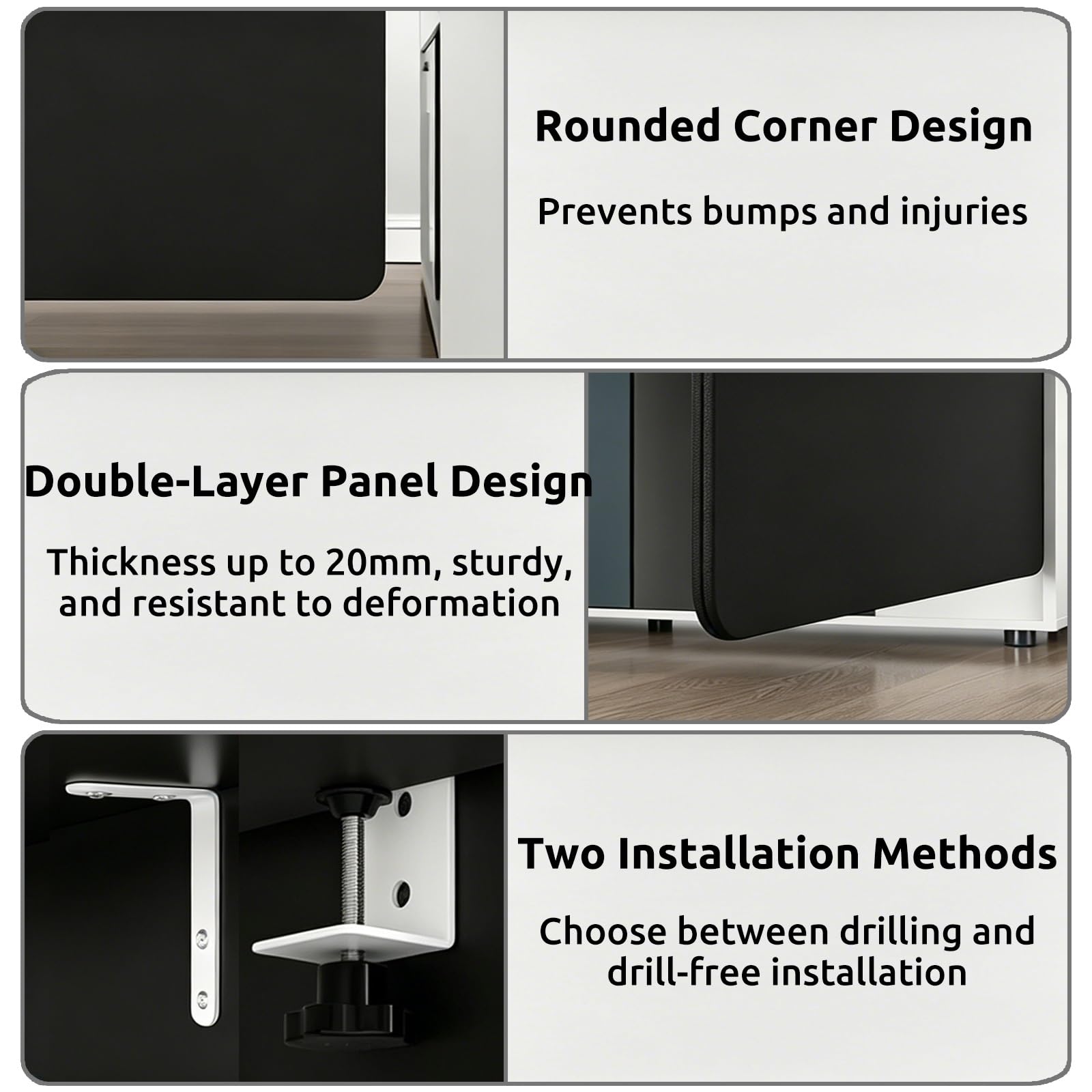 Pannello di privacy sottoscrivania Pannello Modesty Sotto Tavolo, Barriera Privacy per Gambe sotto Scrivania per Affittuari e Aziende, Divisorio Fonoassorbente, Riduce Rumore(Light Gray,52"x12")