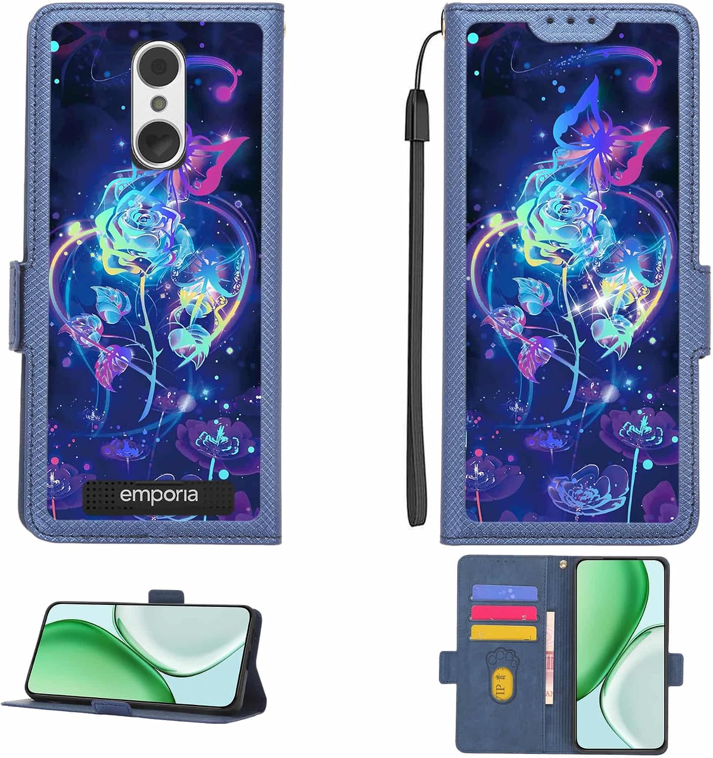 Case Compatible for Emporia Smart 4 Phone Case Flip Cover [with Tempered Glass Screen Protector][RFID Blocking][Colorful Reflect Light] LPT-LMG