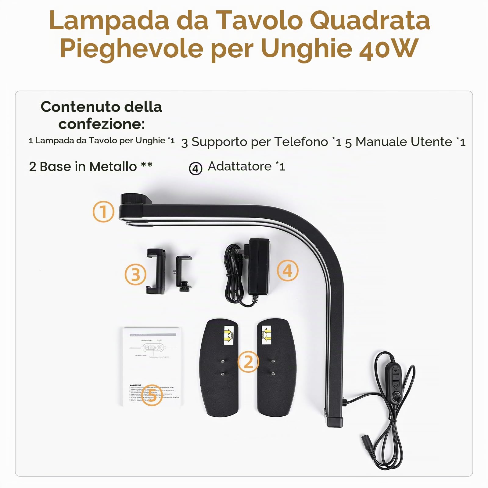 Lampada da Tavolo per Unghie, 72CM 40W Lampada Mezzaluna Estetista, Nero | Lmaqfum lampada arco unghie, led lampada da tavolo manicure professionale con Supporto per lashmaker Ciglia Tatuaggi Manicure