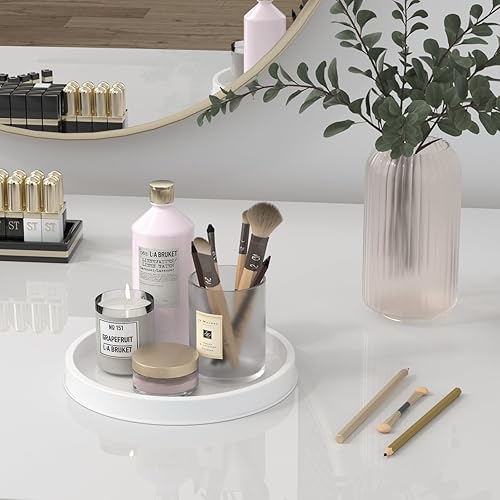 Miniatura 4 de HGF Bandeja de baño para jabón esponjoso, bandeja decorativa redonda de metal ligero de 10 pulgadas para encimera de cocina, fregadero, centro de