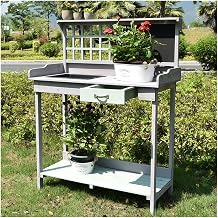 36'' Wooden Garden Potting Bench Workbench Outdoor Garden Workbench Table Backyard Balcony Patio Workbench with Planting Truffle Hidden Storage Drawer Bottom Shelf Color A, Size 92x42x121cm
