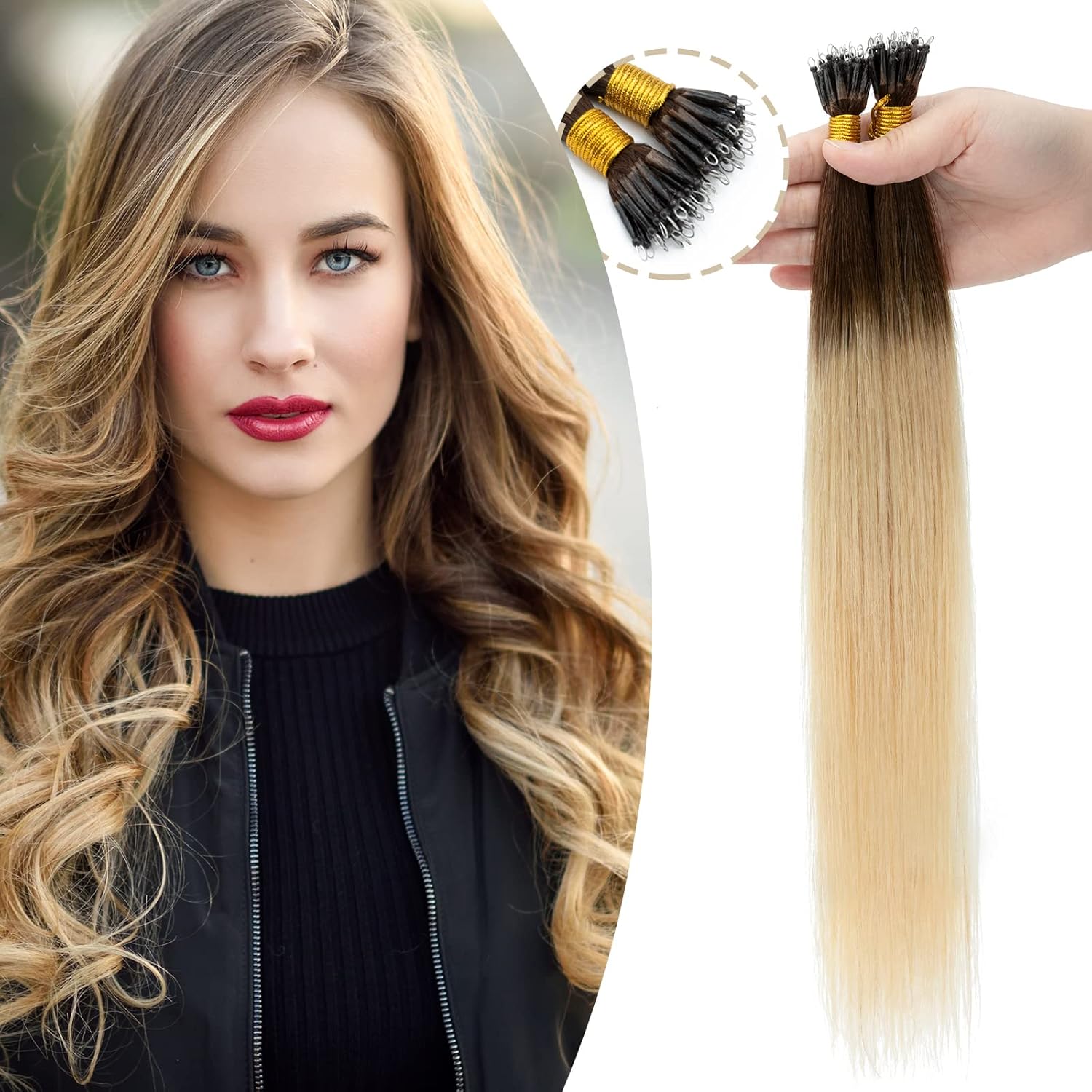 16 Inch Nano Ring Hair Extension Nano Hair Extensions Real Human Hair