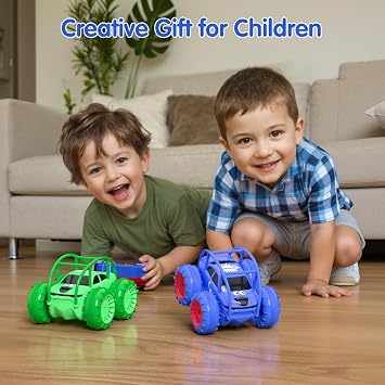 Direct Charging Remote Control Cars with USB Type-C Cable, Amphibious Fast Charging Stunt Car 360° Flip,LED Lights,15 km/h 4WD for Kids Ages 3-12, Waterproof Indoor Outdoor RC Toy Gift for Boys Girls