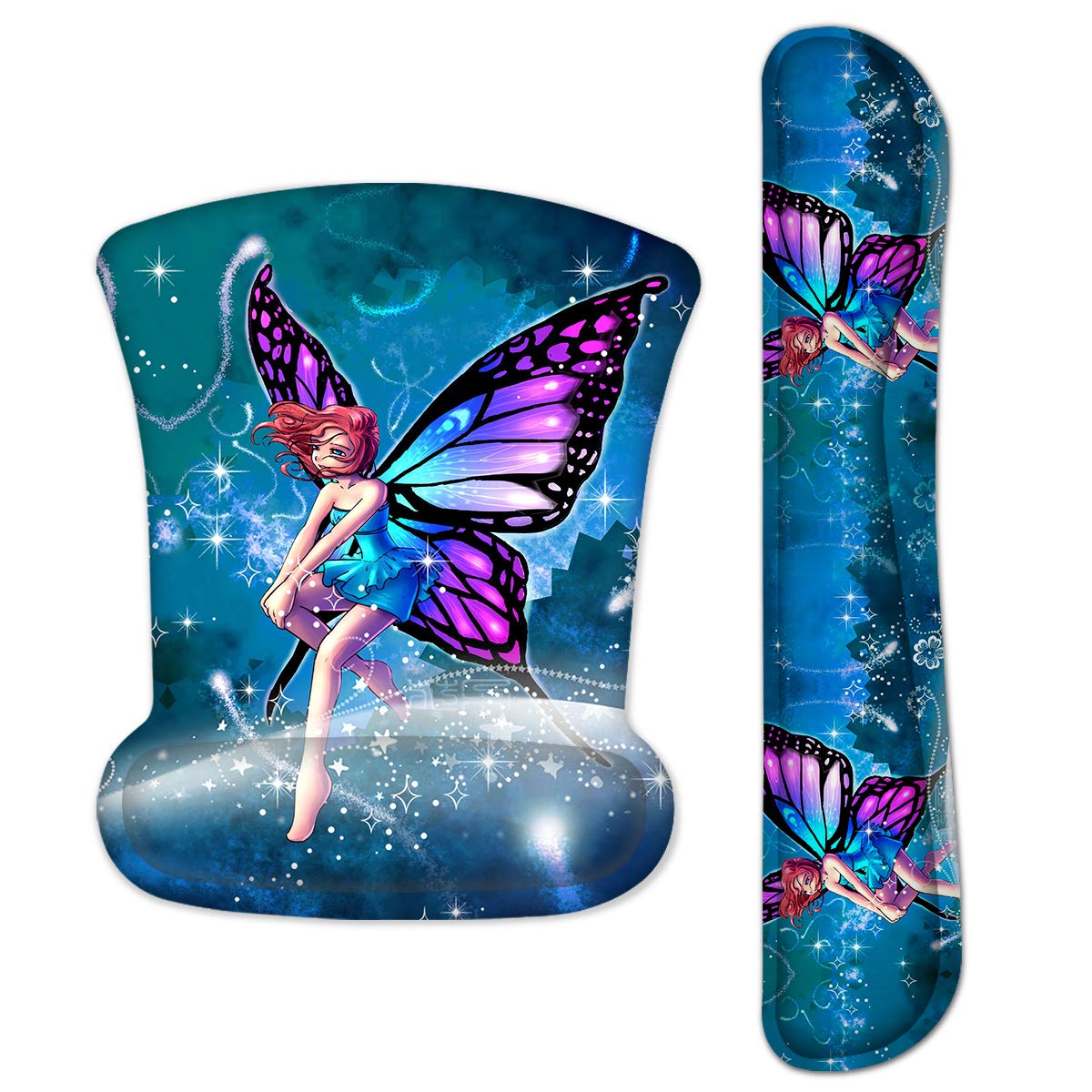 LUXBURG® Ergonomic Gaming Design Mousepad + Keyboard Wrist Support With Memory Foam for Laser and Optical Mouse - Fairy
