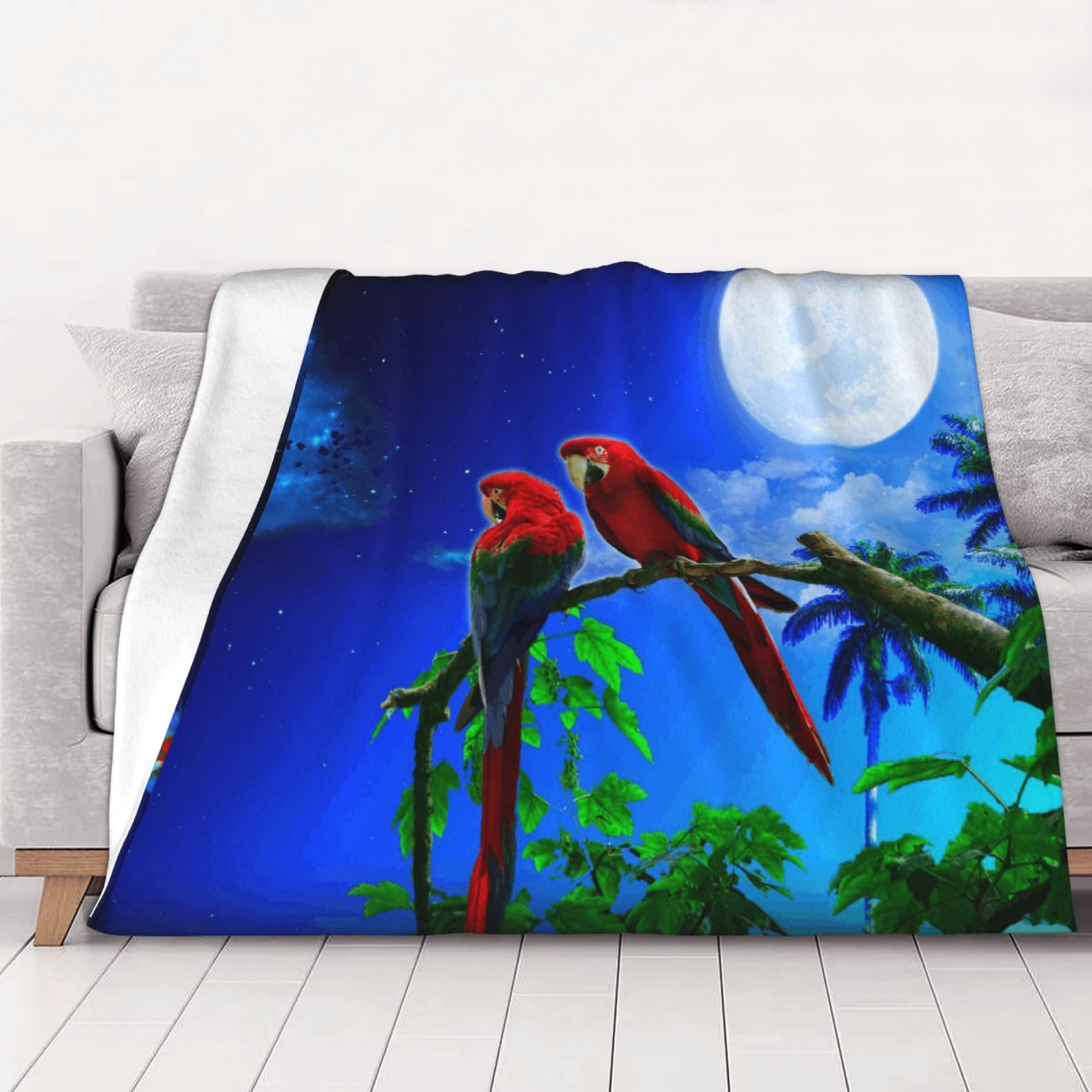 AUBKFELD parrots Printed Flannel Blanket 102x76 CM, Soft & Warm Throw Blanket for Sofa/Couch/Bed/Car, Gifts for Audlts Women Men