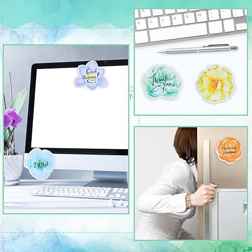 Miniatura 6 de 8 paquetes de notas adhesivas de acuarela, flores, notas adhesivas, blocs de notas autoadhesivas de 3.2 x 3.2 pulgadas, blocs de notas de papel