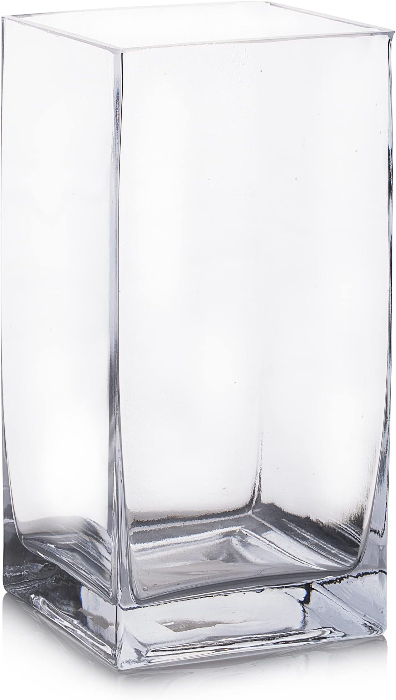 Enova Floral Clear Square Glass Vase, 6x3x3 Inch Glass Vase for Flowers, Clear Floral Planter Container, Candle Holders Flower Bouquets Vase for Wedding Centerpieces, Home Office Dรฉcor (1 Piece)