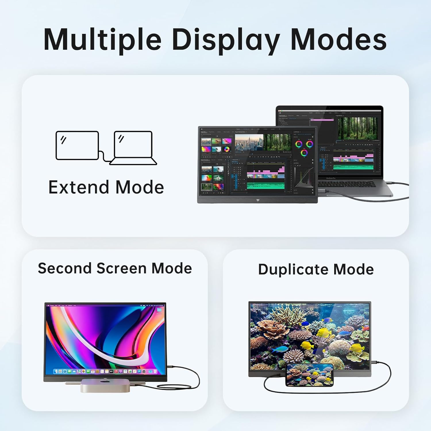 KTC Portable Monitor 15.6 Inch FHD 1080P Travel Monitor for Laptop, MacBook Phone PS5 Xbox Switch, HDMI USB C, HDR, IPS Slim Second Screen with Built-in Speakers