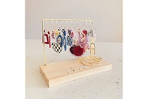lemonadeus Unique Earring Hanger Rack Tabletop Jewelry Display Stand, Brass Metal Hanging...