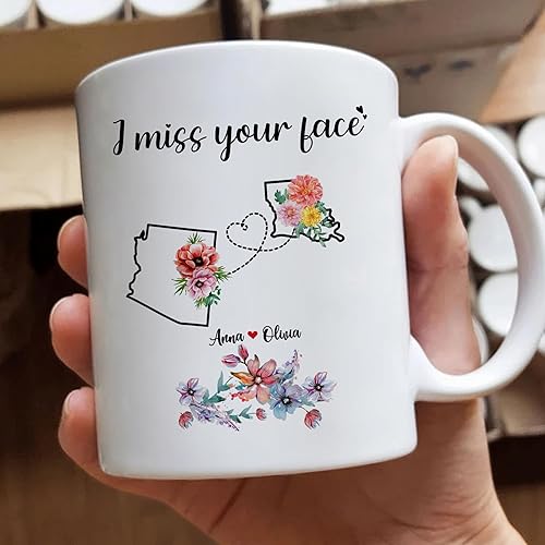 Miniatura 3 de Gossby Taza de café personalizada de amistad de larga distancia, regalo personalizado para mudanzas, mujeres, mejor amiga con diseño, nombre,