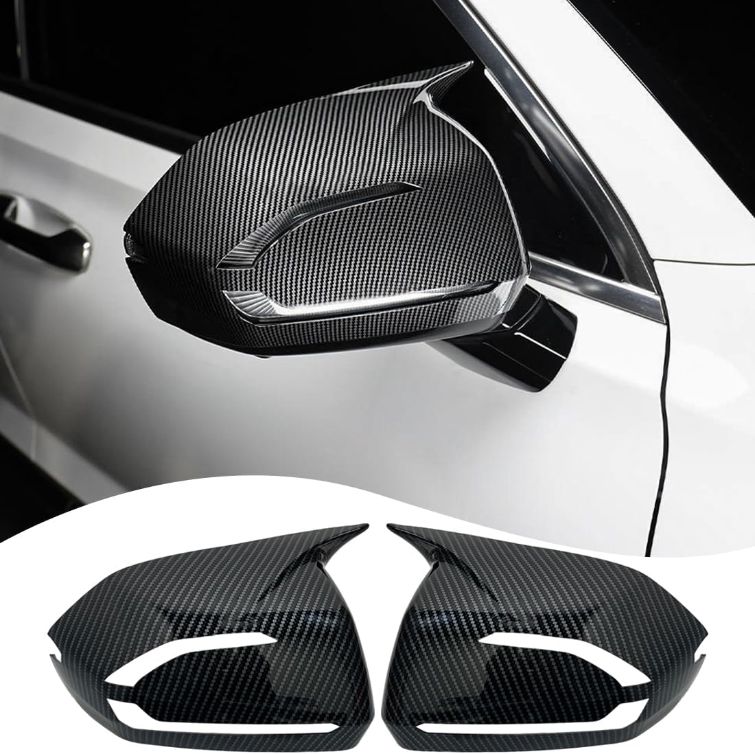 MUXEE Side Mirror Cover,for Hyundai Palisade 2020 2021 2022 2023 2024 2025，2PCS Horned Turn Signal housing Cover Sets car Accessories -Bright Black