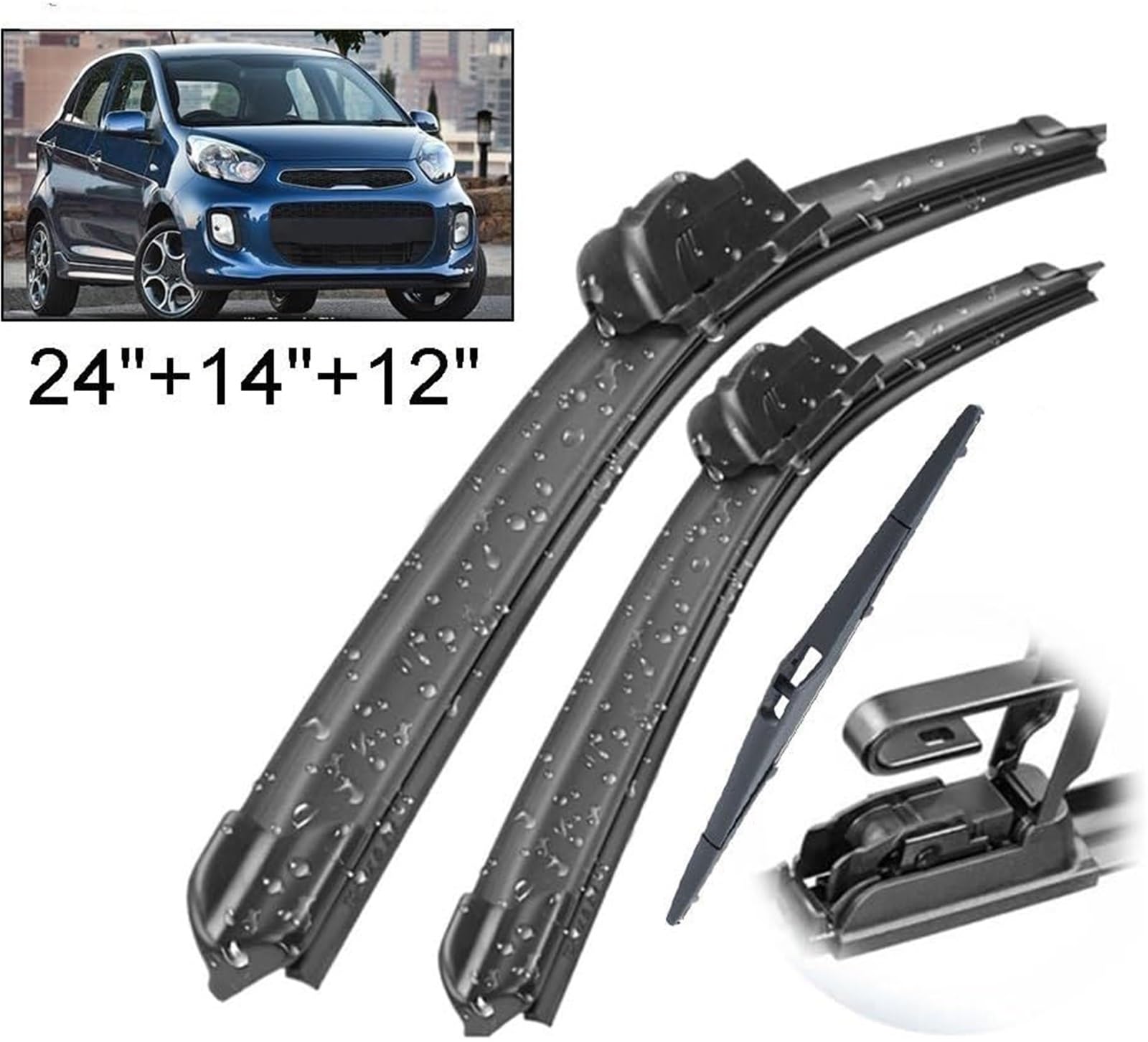 limpiaparabrisas Kit de escobillas limpiaparabrisas delanteras y traseras para Kia para Picanto.