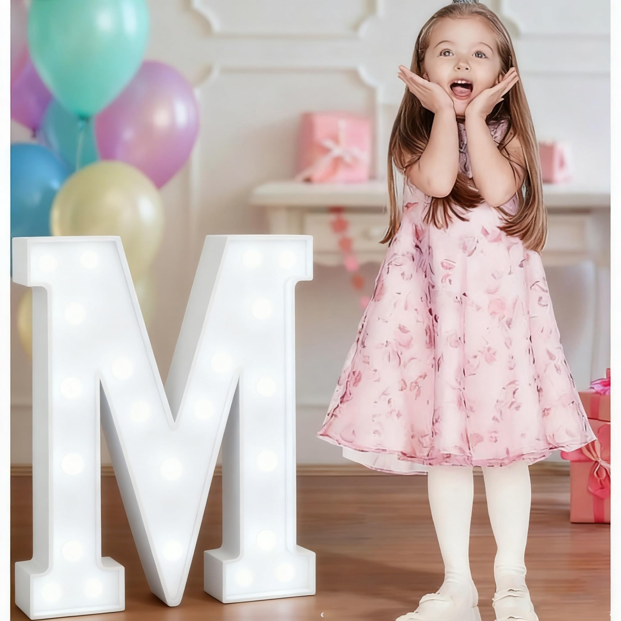Letras de boda iluminadas, decoración de marquesina grande para fiestas, cumpleaños, graduación, baby showers, soporte de arco de mosaico de cartón de espuma precortado (100 cm)