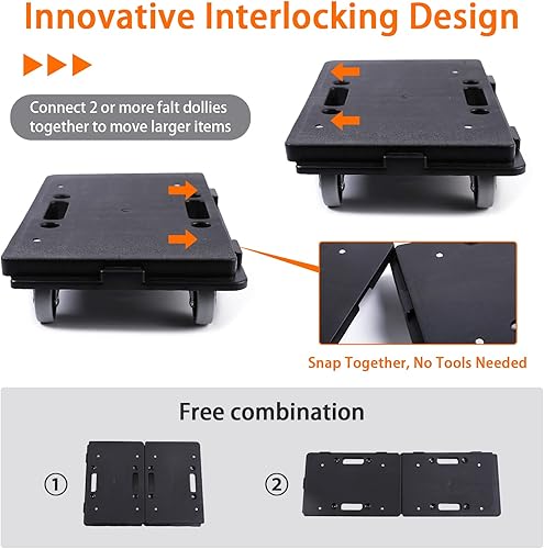 Miniatura 3 de Carro de muebles con 4 ruedas resistente, capacidad de 16 a 11 pulgadas, 500 libras, con ruedas, carrito plano pequeño con 2 cuerdas, 2 unidades,