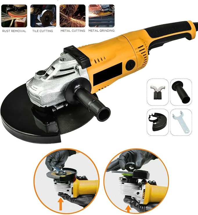 Devir Ayarlı Avuç Içi Spiral Taşlama Makinası 3000W 115-125 mm 2 Adet İnox Disk Hediyeli.