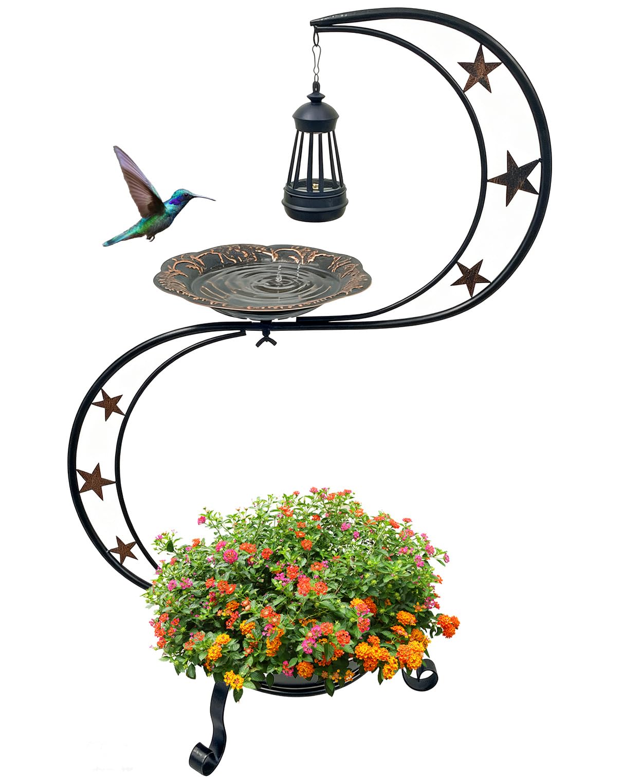 Solar Bird Bath Vintage Metal