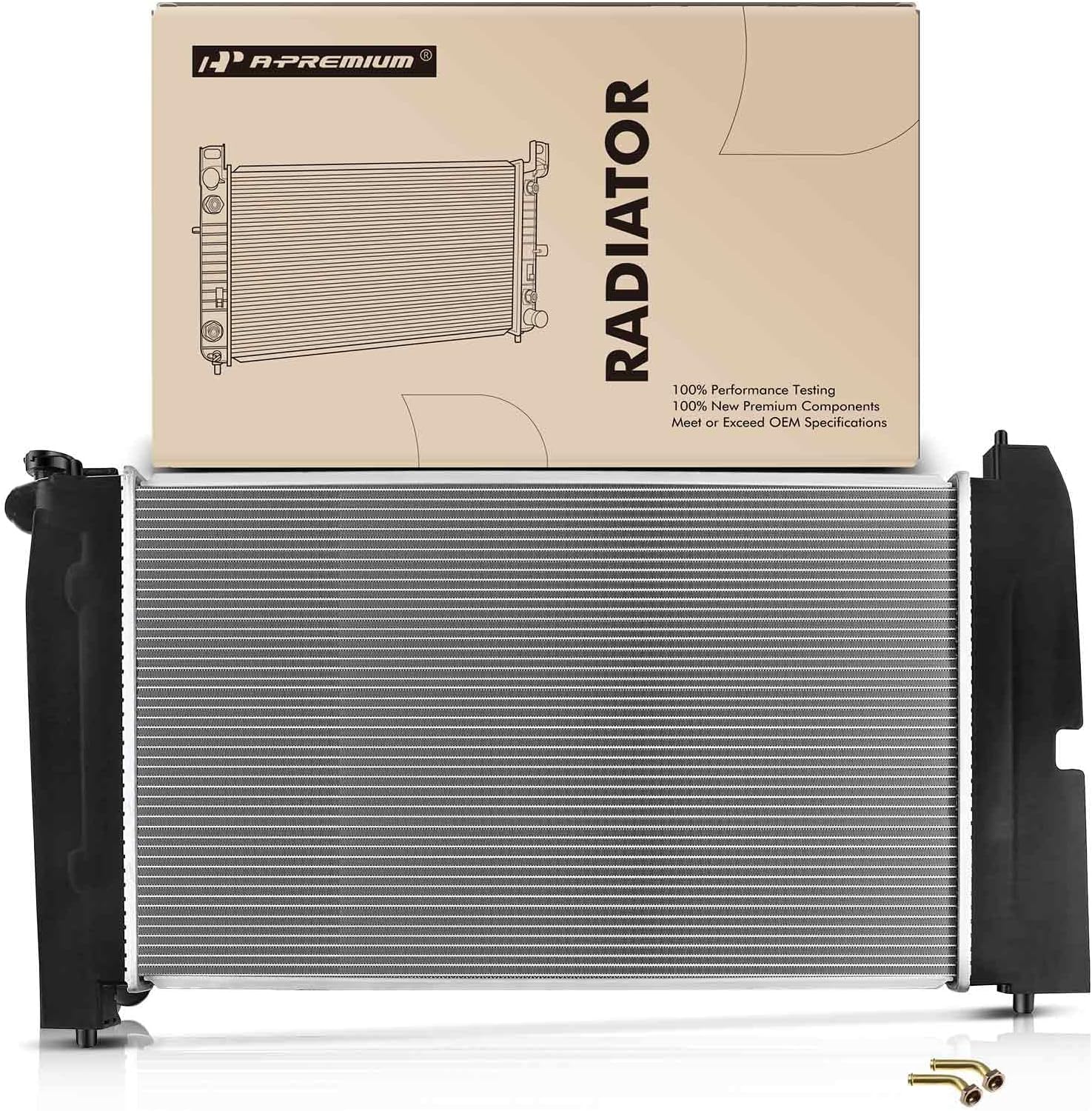 A-Premium Engine Coolant Radiator Assembly with Transmission Oil Cooler Compatible with Toyota Corolla, Matrix & Pontiac Vibe 2003 2004 2005 2006 2007 2008, L4 1.8L, Replace# 164000D230