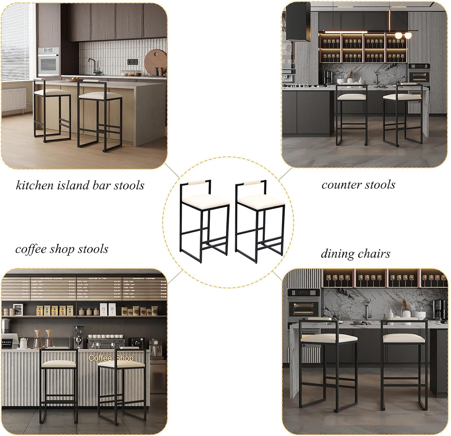 Chair Adjustable Height Counter stools Simple Assembly bar Chair 360 Degree Swivel Barstool Set of 2 for Kitchen, Recreation Room, or Game Room