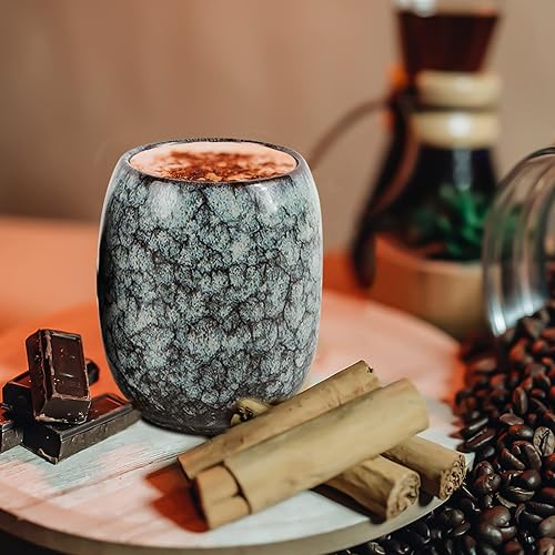 Miniatura 6 de Rousytn Juego de 4 tazas de café expreso de cerámica que cambian al horno tazas de degustación de cerámica mate 57 onzas 4 colores