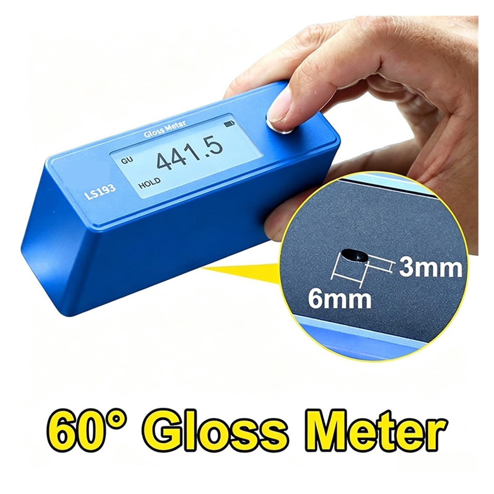 Probador de brillo de pulido LS193 60° Digital Brillómetro 0-1000GU 0.1GU | Microapertura for pintura Piedra Plástico Mármol Cuarzo