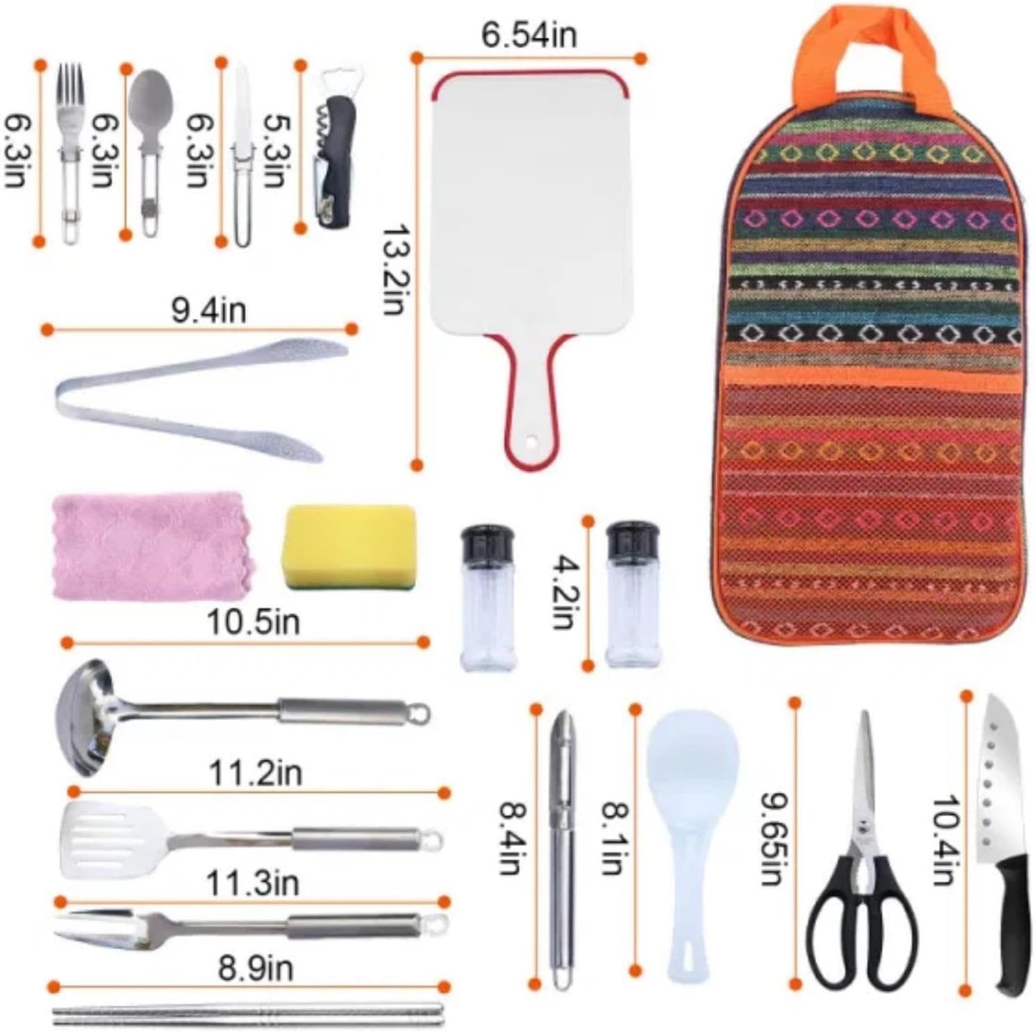 19Pcs Camping Cooking Utensil Kit Portable Picnic Cookware Outdoor Kitchen Equipment Gear Campfire Barbecue Appliances with Storage Bag(No shipments on Weekends, Banned from Amazon)