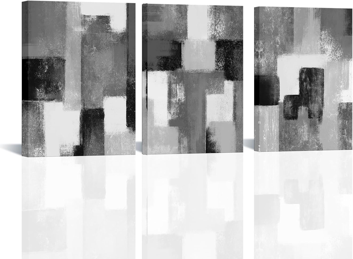 LoveHouse Black and Grey Canvas Wall Art Abstract Wall Decor Gray Gray Pictures Prints Black and Grey Artwork…