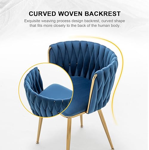 Miniatura 4 de Juego de 4 sillas de comedor de terciopelo, modernas sillas de comedor tapizadas con patas de metal dorado para comedor, tocador, cocina, sala de