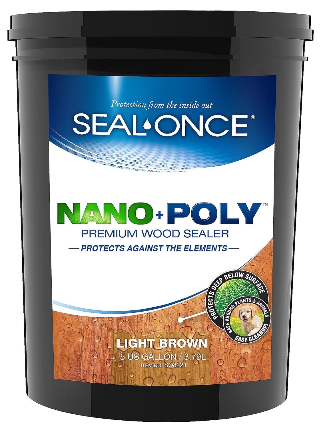 SEAL-ONCE Nano+Poly Wood Sealer and Waterproofer, Light Brown, 5 Gallon