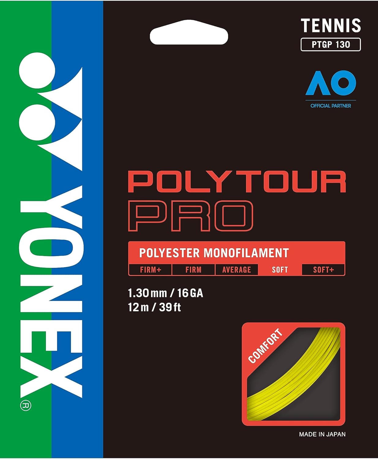 Yonex Poly Tour Pro String Set-Yellow, 1.25 mm