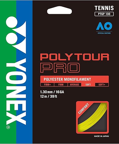 YONEX Unisex's Poly Tour Pro String Set-Yellow, 1.3 mm