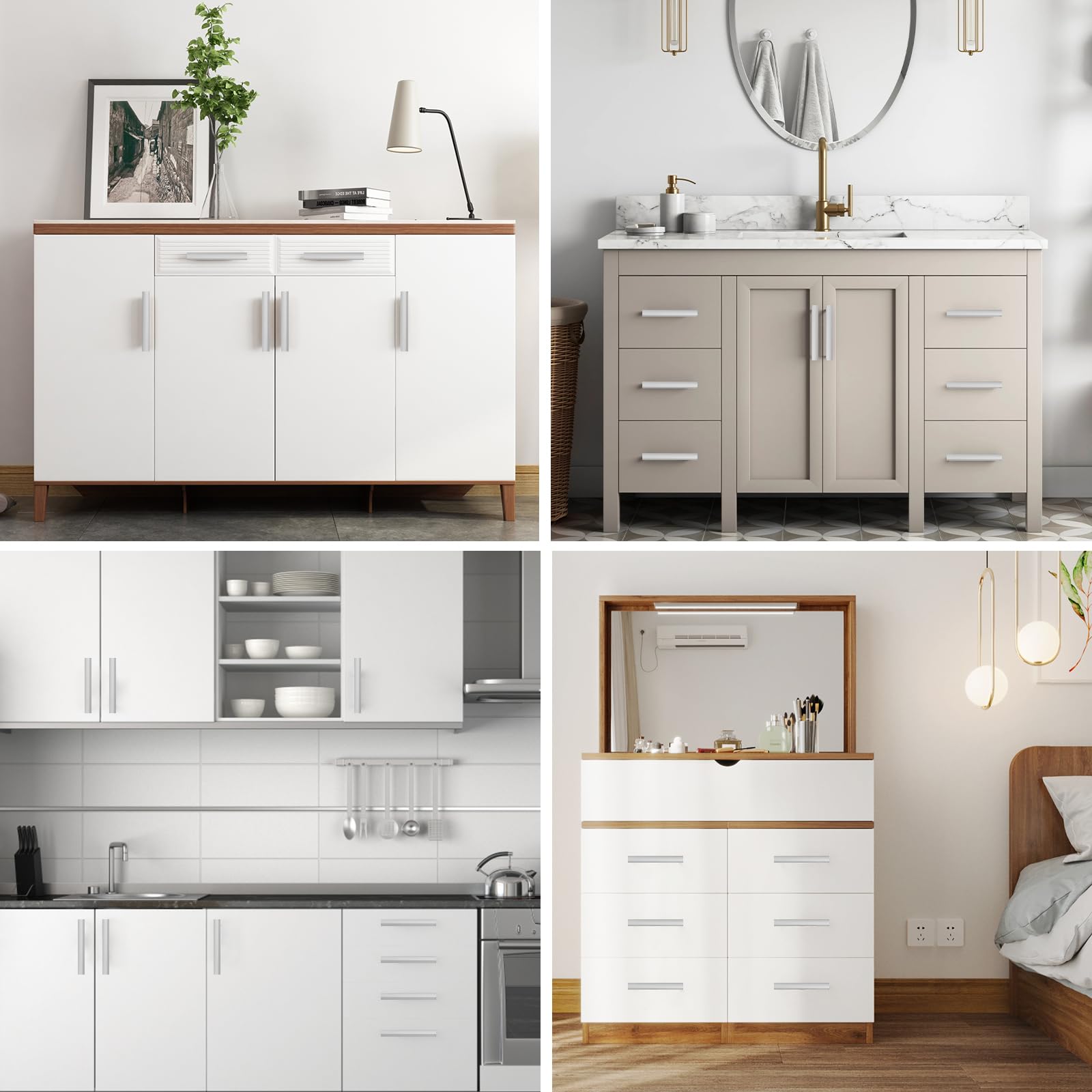 Maniglie Per Mobili Da Cucina, 6 Pezzi Maniglie Armadio, Maniglie Per Mobili In Alluminio, Maniglia Per Cassetto Mobili, Maniglie Per Cassetti, Per Cassetti, Porte, Armadi, Distanza Fori 96 mm