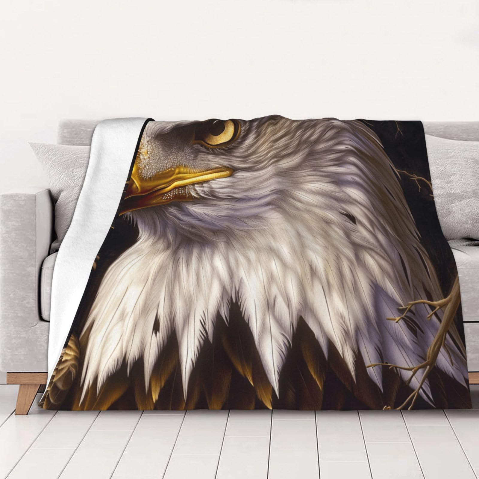 AUBKFELD American Bald Eagle Printed Flannel Blanket 200x150 CM, Soft & Warm Throw Blanket for Sofa/Couch/Bed/Car, Gifts for Audlts Women Men