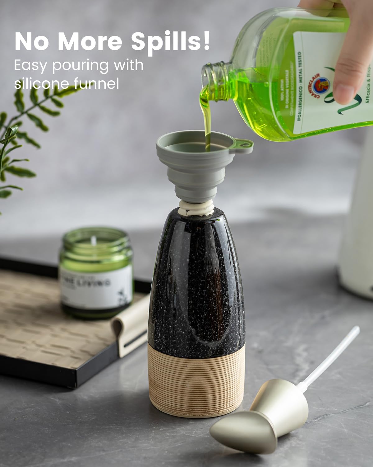 Zoeeker Ceramic Dish Soap Dispenser with 2 Pumps for Hand Soap, 12 oz image 4