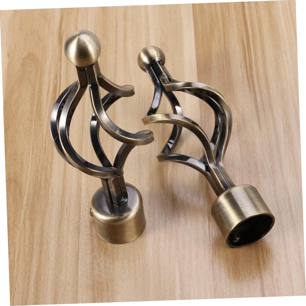 2pcs Elegant Bronze Curtain Rod Decorative Ends Drapery Pole Heads for Rods Unique Home Accent for Living Room and Bedroom Decor