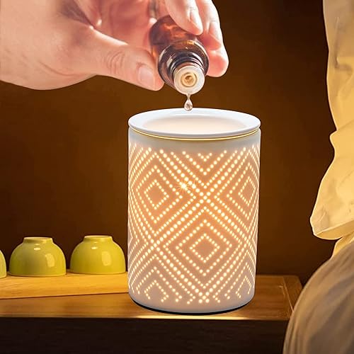 Miniatura 3 de Calentador de cera de cerámica para derretimiento, calentador eléctrico de cera para cera perfumada, calentador de velas con bombilla, cera