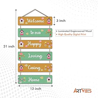 Artvibes Decorative Wall Hanging Ornaments Wooden Art Decoration item for Living Room | Bedroom | Wood Home Decor | Gifts | Quotes Items | Mdf Wall Artworks,Set of 6, Set of 6(WH_3266N)