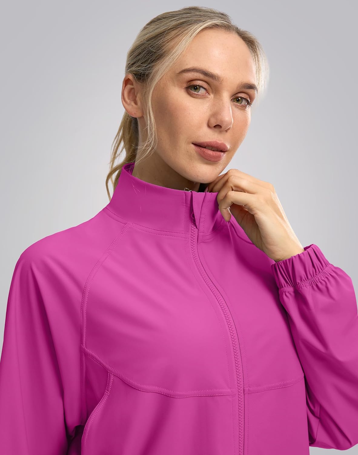 Soothfeel Women's Athletic workout Jacket Lightweight UPF 50+ Long Sleeve Sun Protection Shirts Zip Up Cropped Hiking Tops - Image 3