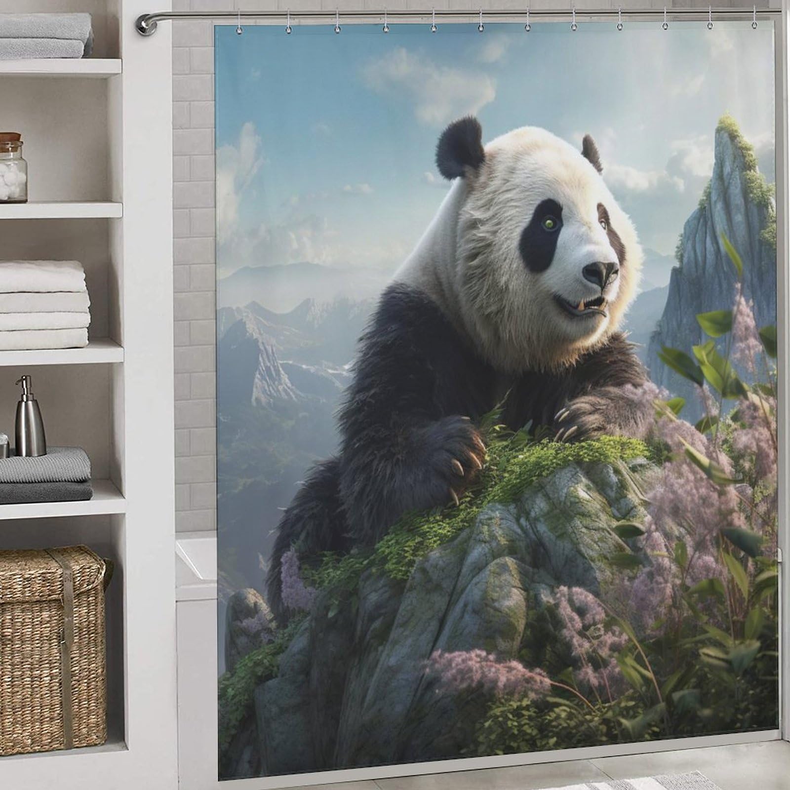Rideau de baignoire panda pour créer une ambiance zen dans votre douche