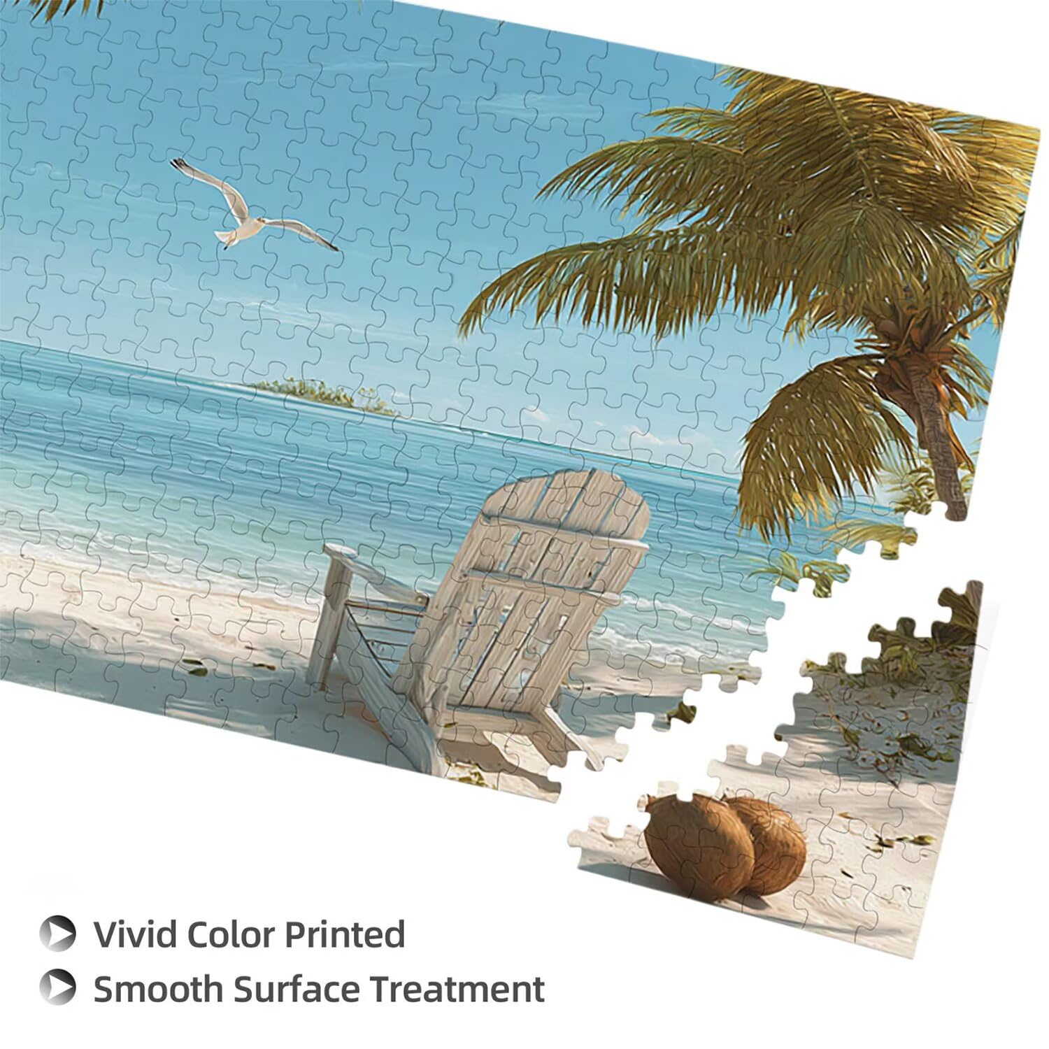Puzzle dla dorosłych 1692 sztuk, widok na morze na plaży Puzzle, trudne, wyzwanie, puzzle idealnie pasują, napis na plecach, prezent dla seniorów (179x31cm) v-836