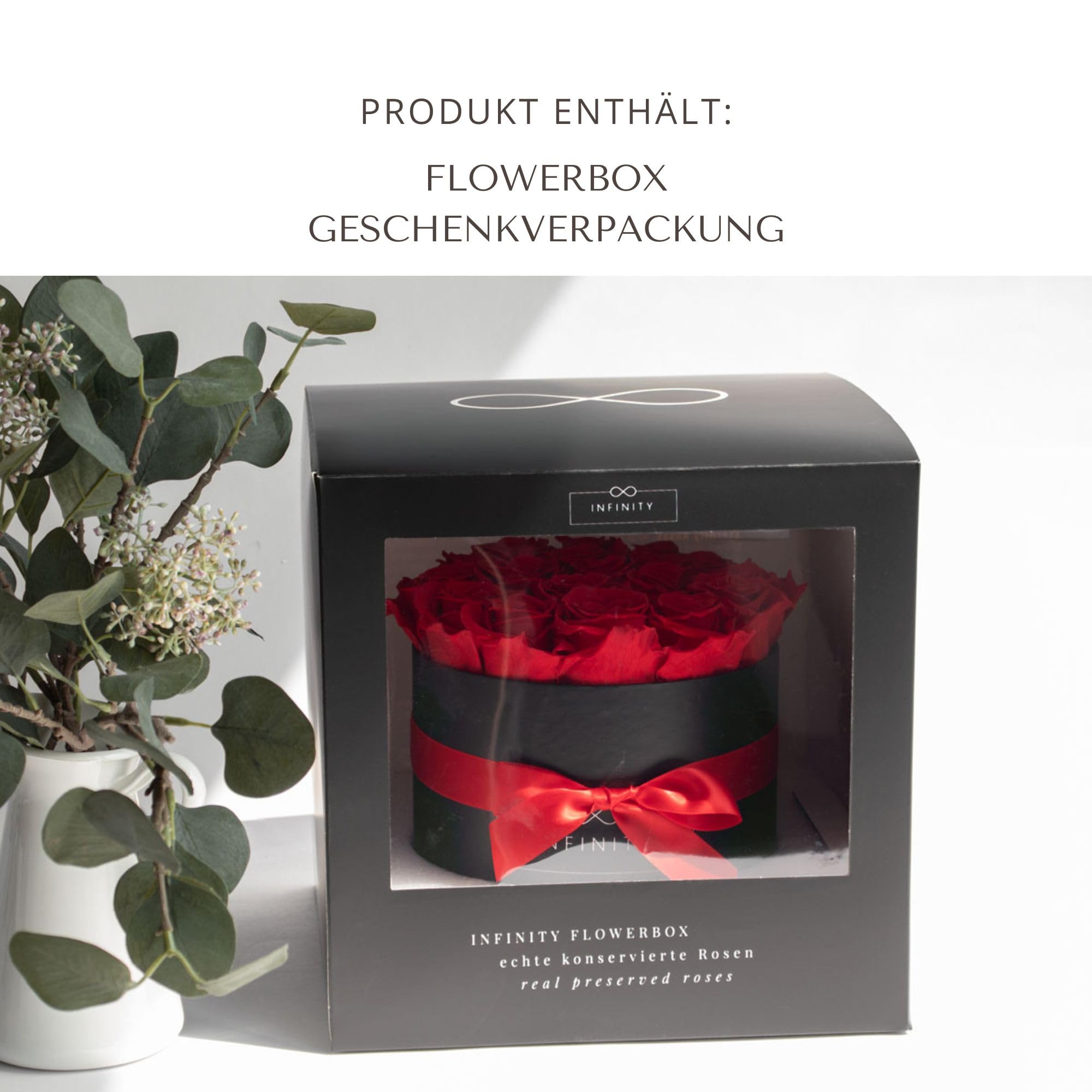 18 Vraies Roses Infinity (se conservent 3 Ans sans Eau) - Livré avec Emballage Cadeau I Fait Main à Berlin I Cadeau pour Femme