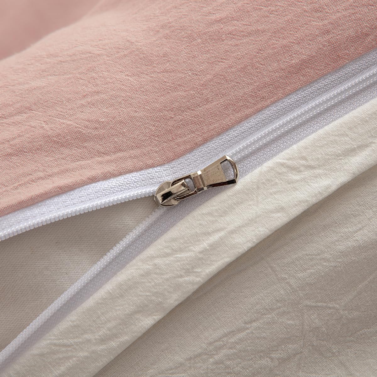 Biancheria da letto 140 x 200 cm, in cotone rosa/bianco, set di biancheria da letto da 2 pezzi, morbido, 100% cotone lavato, include 1 copripiumino da 140 x 200 cm e 1 federa da 80 x 80 cm con