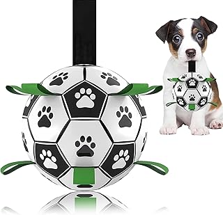 Lopetible Interactive Dog Football Toys with Tabs, Durable Dog Water Balls for Small Medium Breed, Indoor & Outdoor (6 Inch)