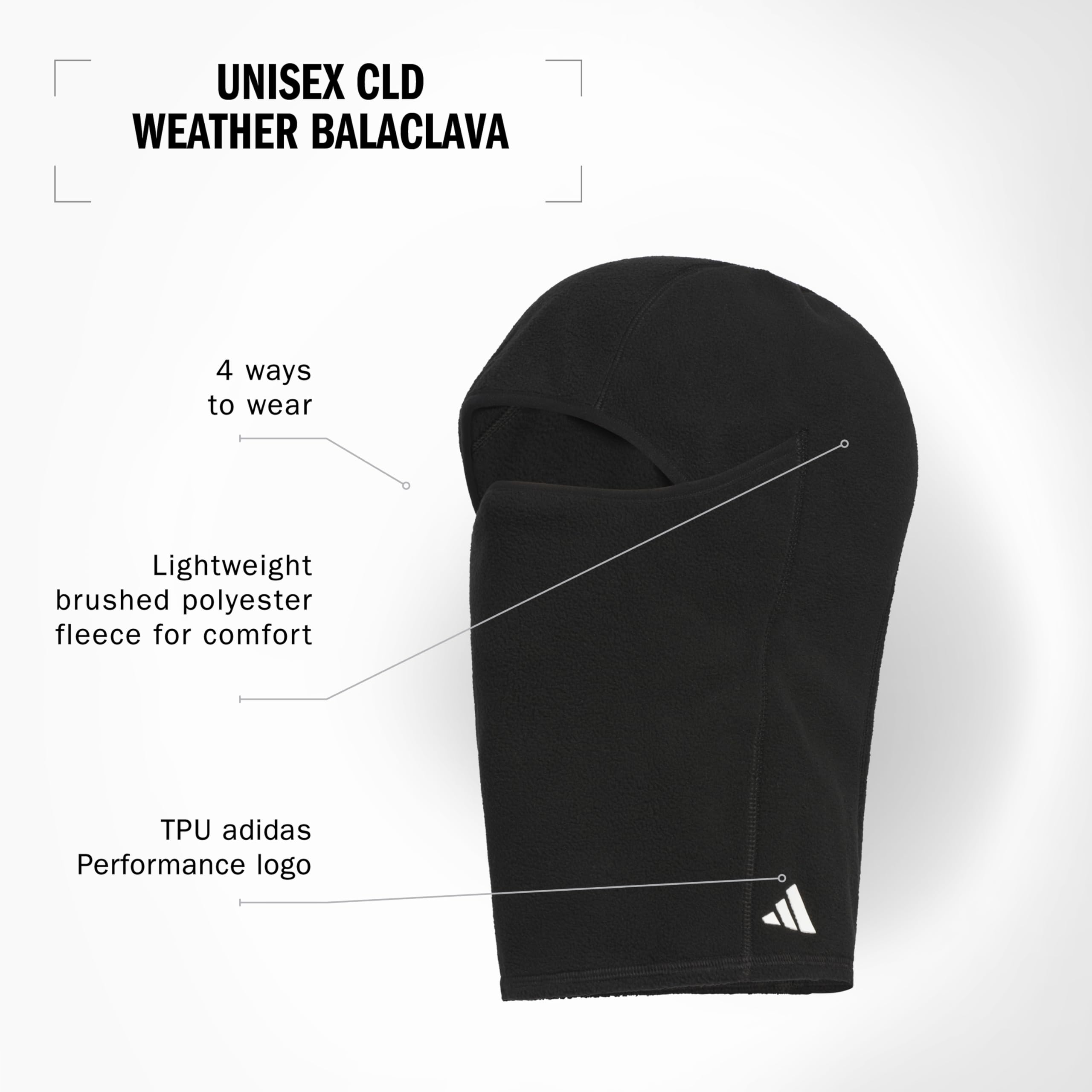 adidas Standard-Sturmhaube für kaltes Wetter, warm, weiches Fleece, Snowboard und Skimaske für Winteraktivitäten, Schwarz/Weiß, Schwarz/Weiß, EinheitsgröÃŸe