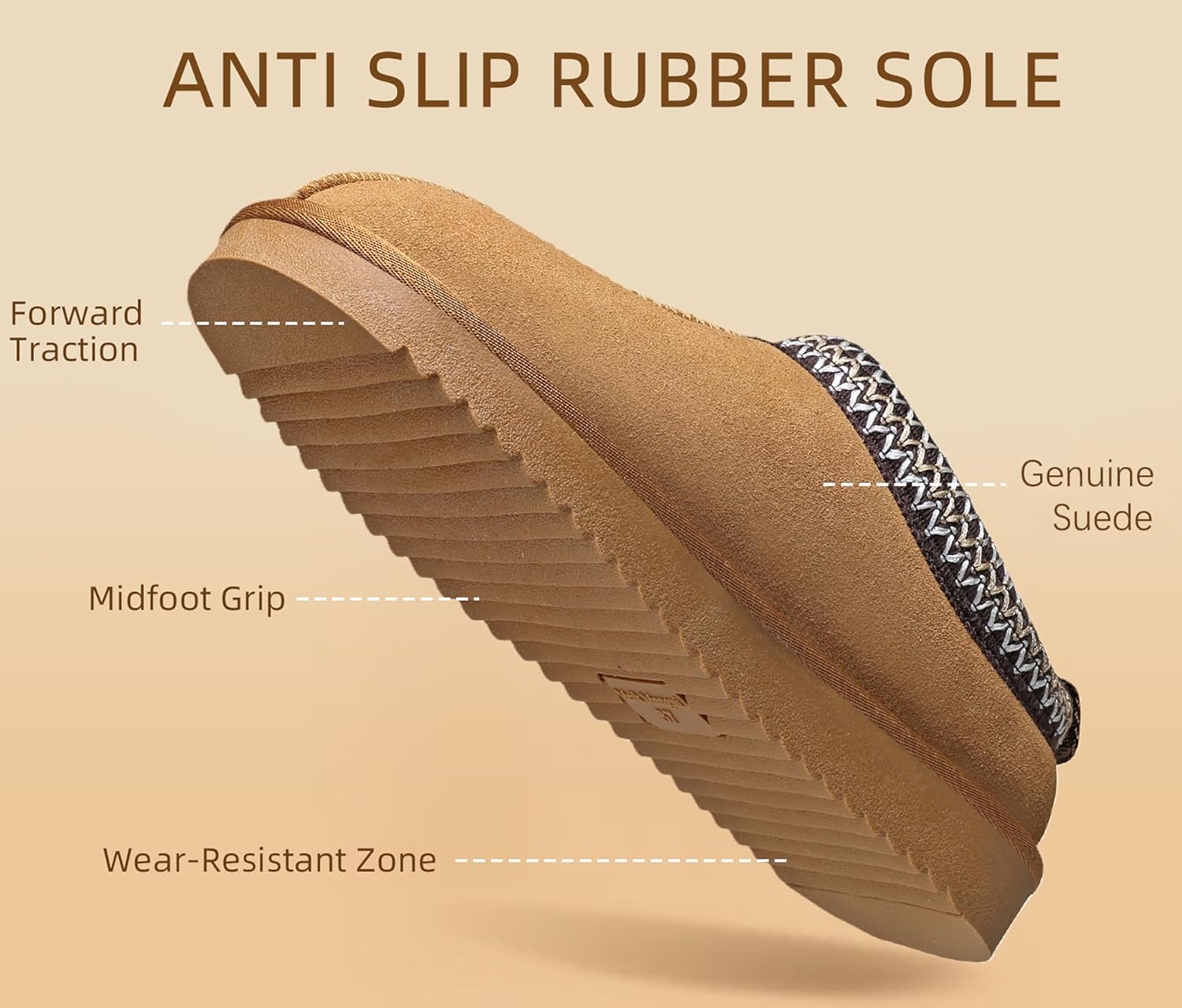 Women's Slippers Genuine Suede Platform Mini Boots Mens Faux Fur Warm Lining Winter Mules Cozy Warm House Shoes Indoor and Outdoor - Image 5