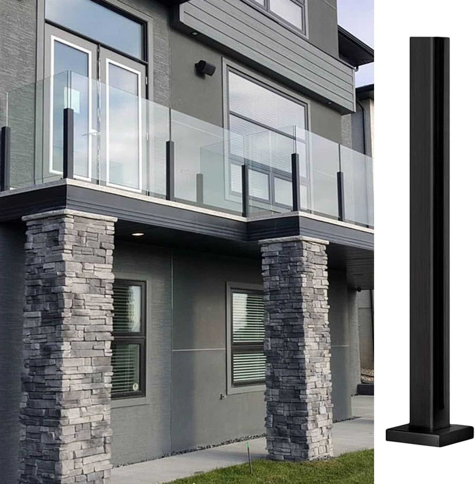 Glass Panel Fencing Railing Post System Deck Balcony Railing Post for 10/12mm Thick Glass Panels, Heavy Duty Stainless Steel Glass Balustrade Systems, 60/80/100/120/130 cm Tall ( Color : End Post , Si