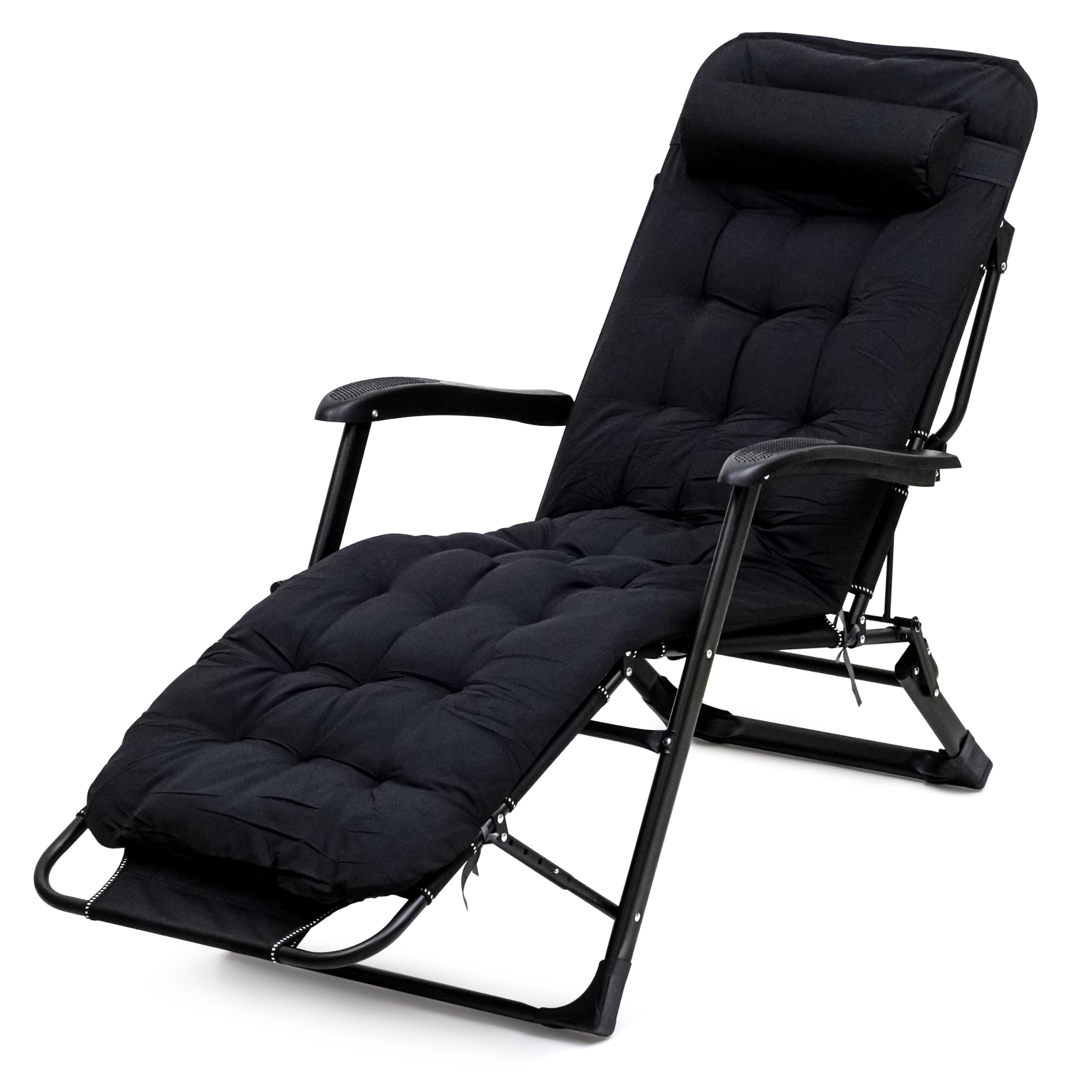 Livzing Zero Gravity Recliner Chair with Removable Cushion & Adjustable Headrest | 5-Position Foldable Lounge Chair | Heavy Duty Steel Frame | Patio, Garden, Balcony, Camping, Beach | Black-image-12