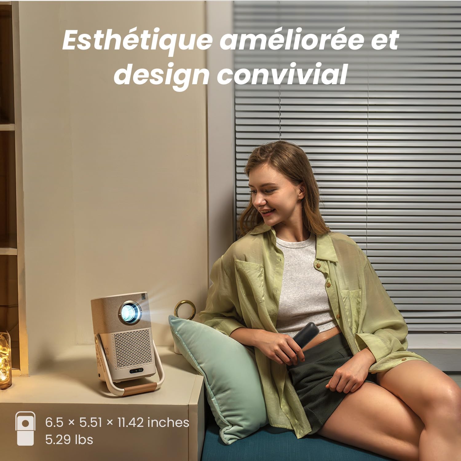 【Son JBL et Batterie Intégrée】 Videoprojecteur WiFi Bluetooth T2, Projecteur Portable Natif 1080P Auto Focus/Keystone, Haut-Parleur 2X8W, Compatible avec Adaptateur TV (Looks Better)